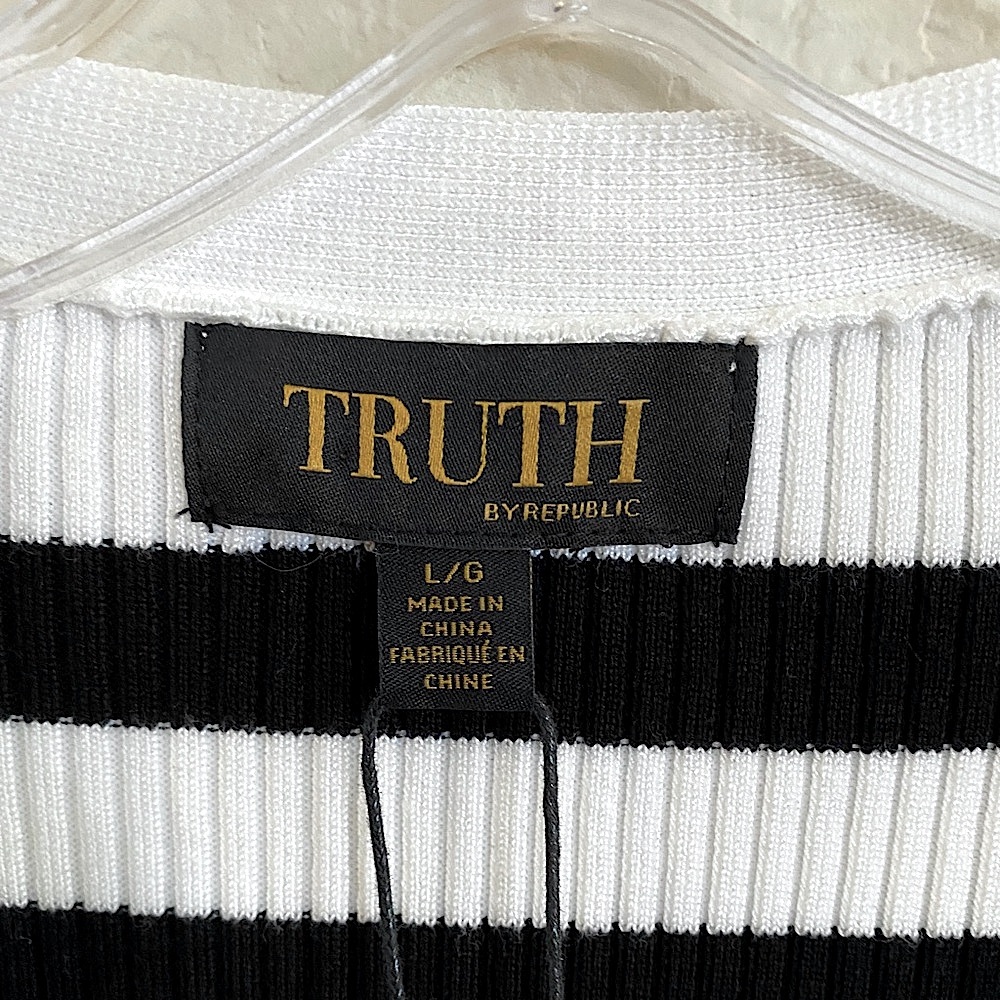 New Truth Striped Black and White Cardigan Sz.L - Picture 4 of 8